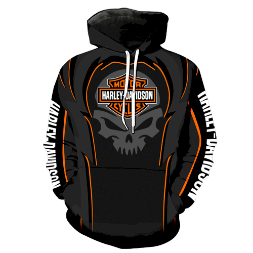 Harley Davidson Skull All Over Print Hoodie For Men Women