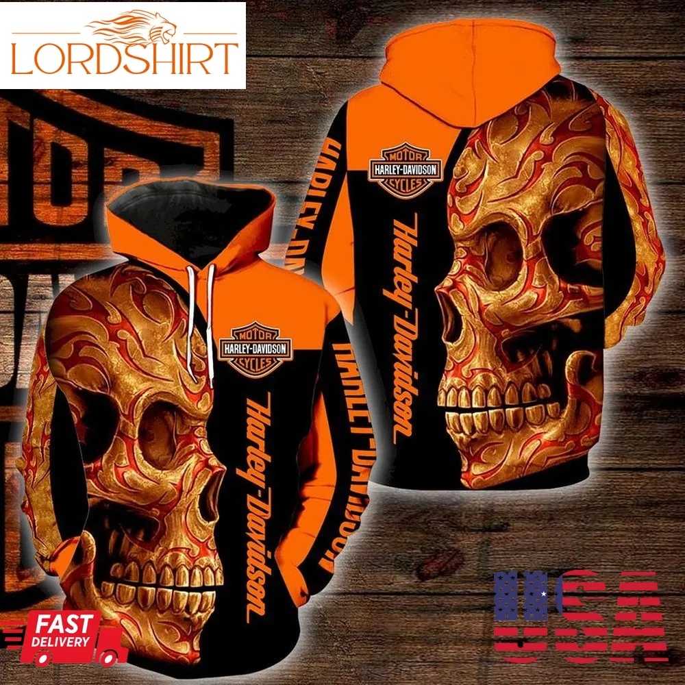 Harley Davidson Skull Full All Over Print K1095 Hoodie