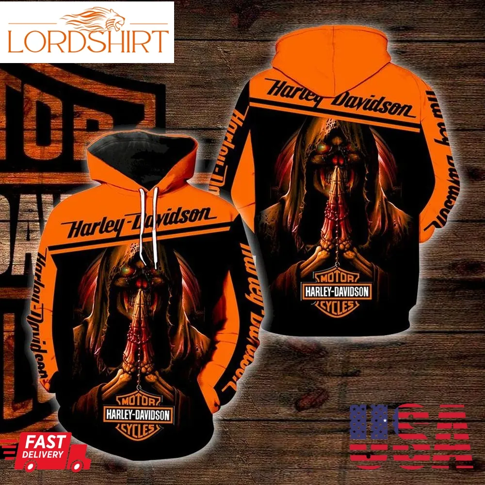 Harley Davidson Skull Full All Over Print K1137 Hoodie And Zipper