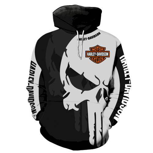 Harley Davidson Skull Full Over Print Hoodie For Men Women