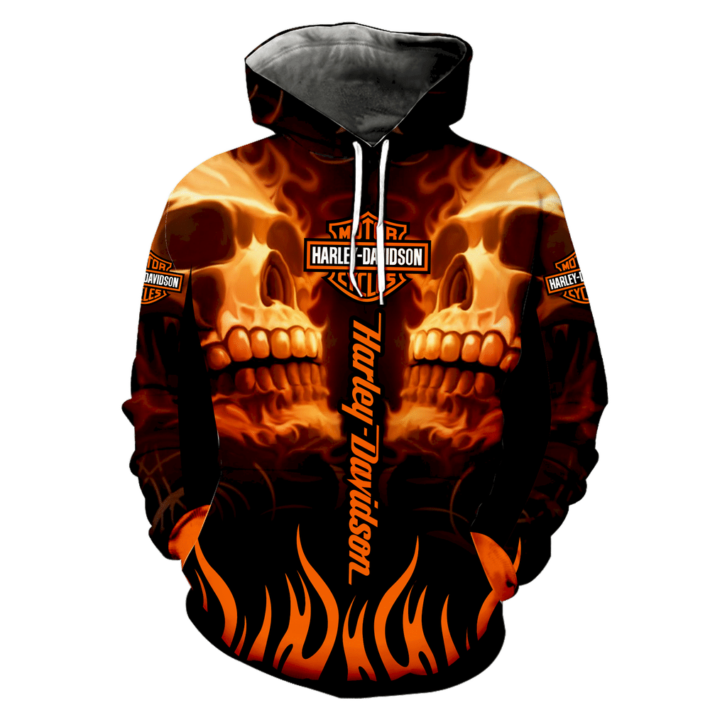 Harley Davidson Skull Full Print 3D Hoodie K1953 For Men And Women