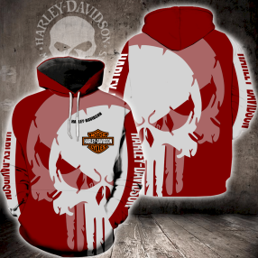 Harley Davidson Skull Red White Full Print V1567 Hoodie And Zipper