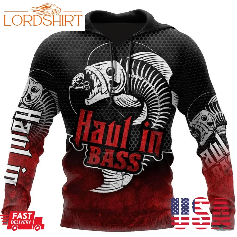 Haul In Bass Red Reaper 3D Hoodie Fishing Gift For Men