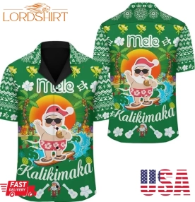 Hawaii Mele Kalikimaka Santa Claus Pattern Christmas Hawaiian Shirt