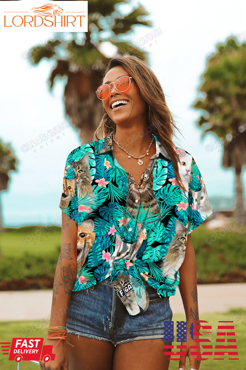 Hawaiian Aloha Shirt For Women, Cat Shirt   Tropical Cat Breeds Hawaii Shirtpng