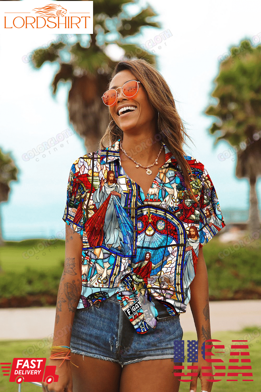 Hawaiian Aloha Shirt For Women, Jesus Is My King Unisex Hawaii Shirtpng