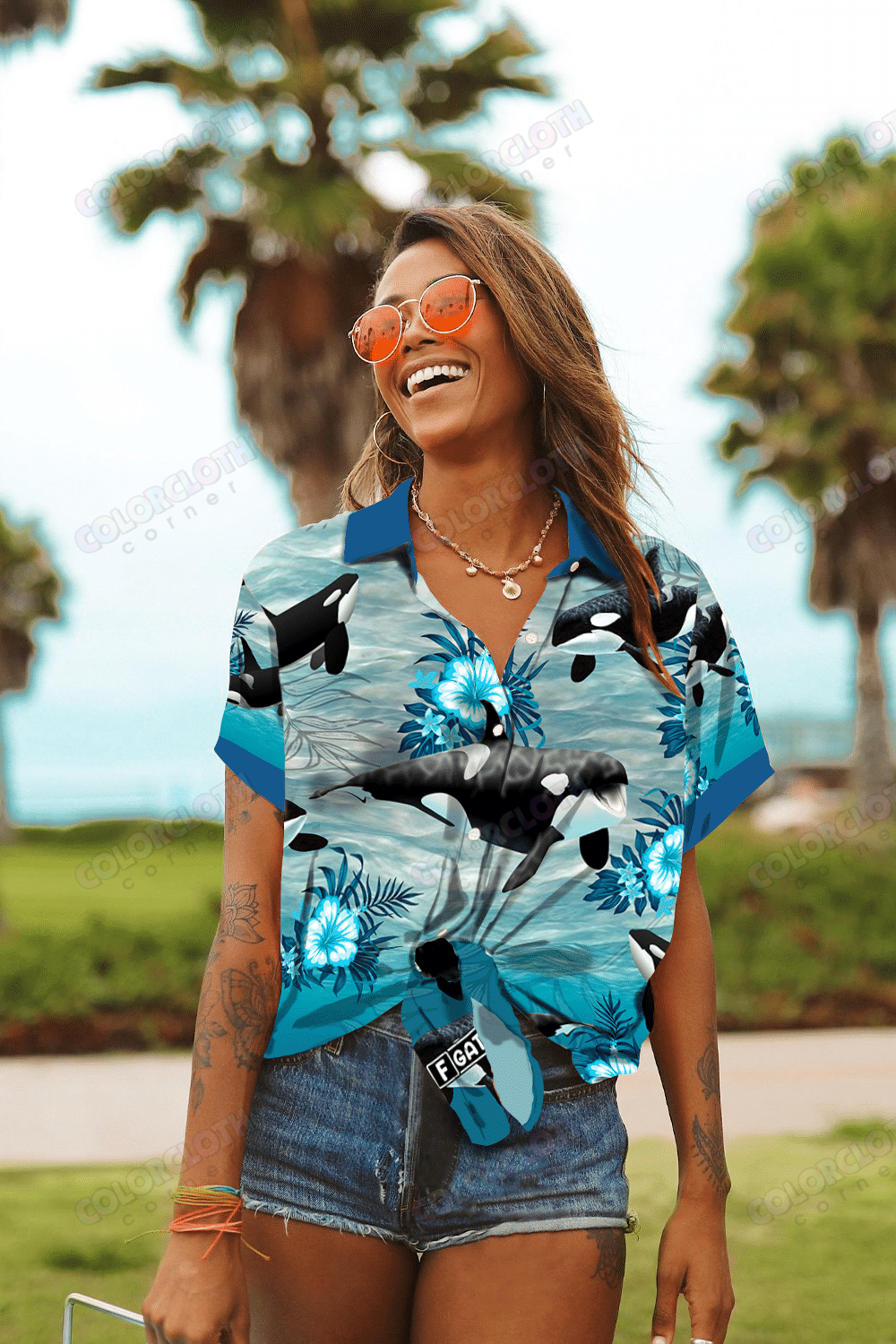 Hawaiian Aloha Shirt For Women, Orca Hawaii Shirt