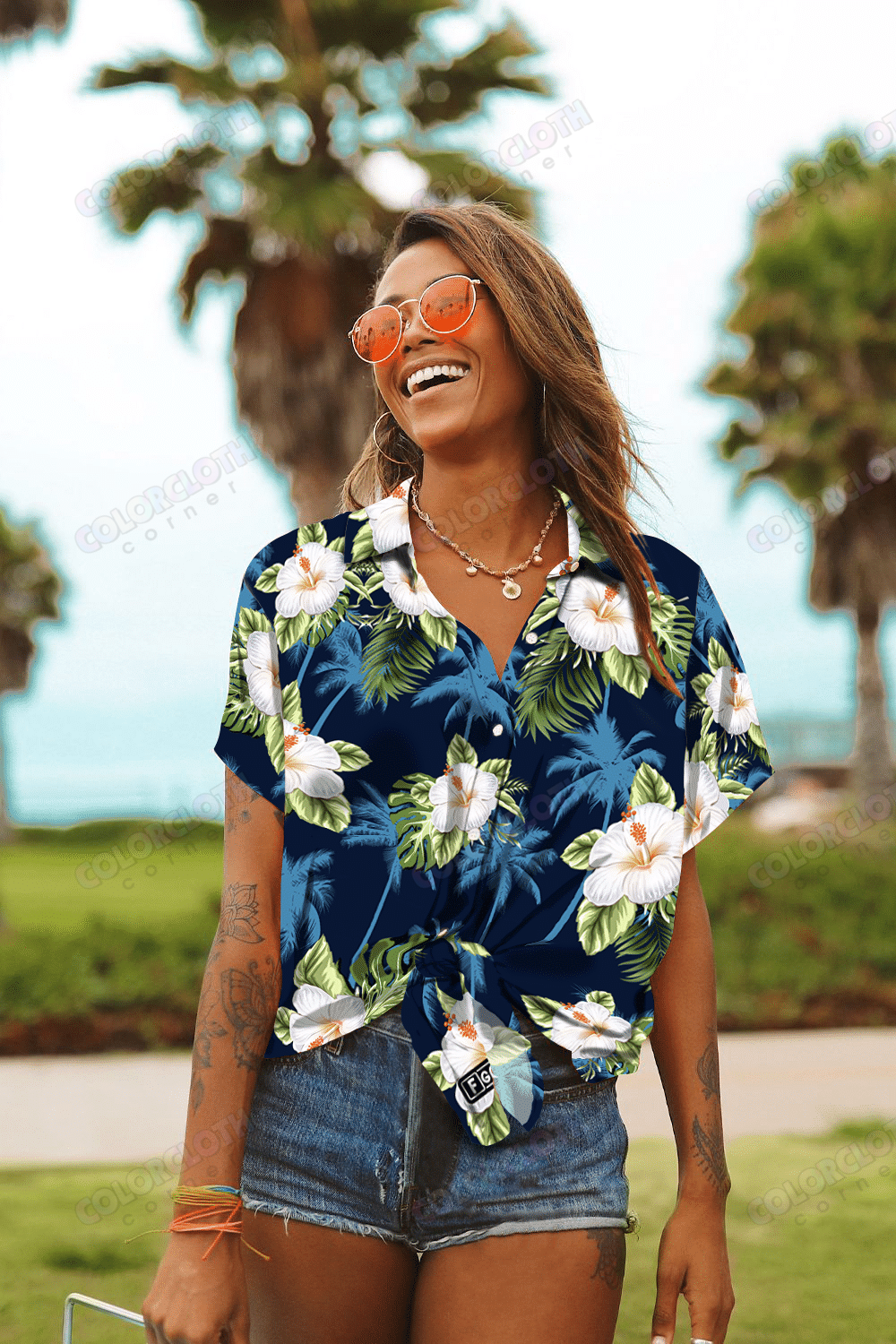 Hawaiian Aloha Shirt For Women, Pacific Legend Hibiscus Island Hawaii Shirt