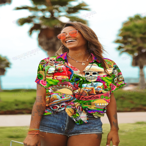 Hawaiian Aloha Shirt For Women, You Had Me At Tacos, Colorful Skull Hawaii Shirt