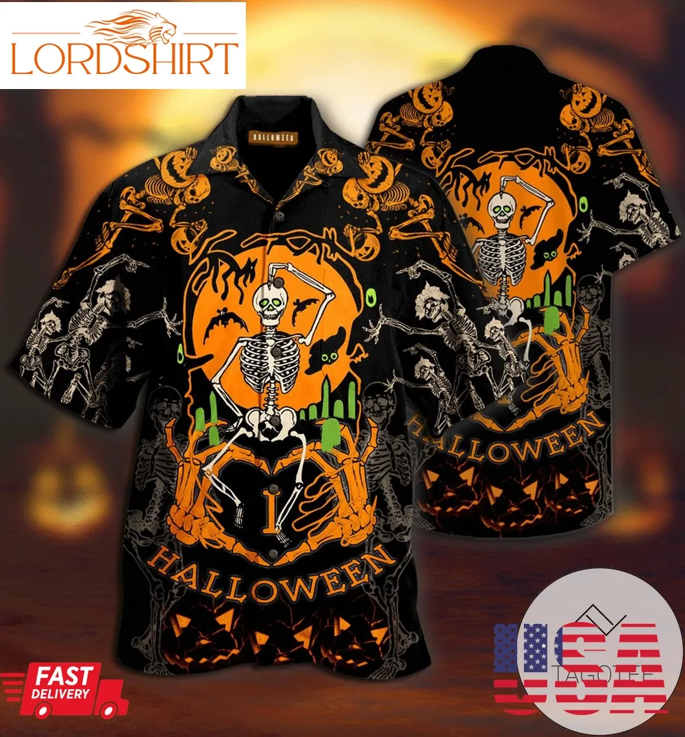 Hawaiian Aloha Shirts Dancing Skeleton Halloween