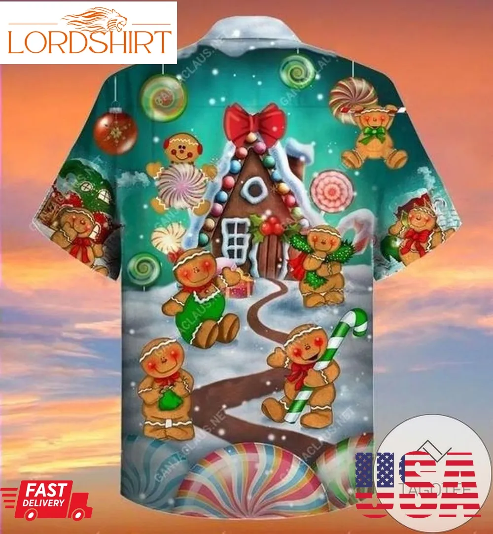 Hawaiian Aloha Shirts Gingerbread And Cane Christmas