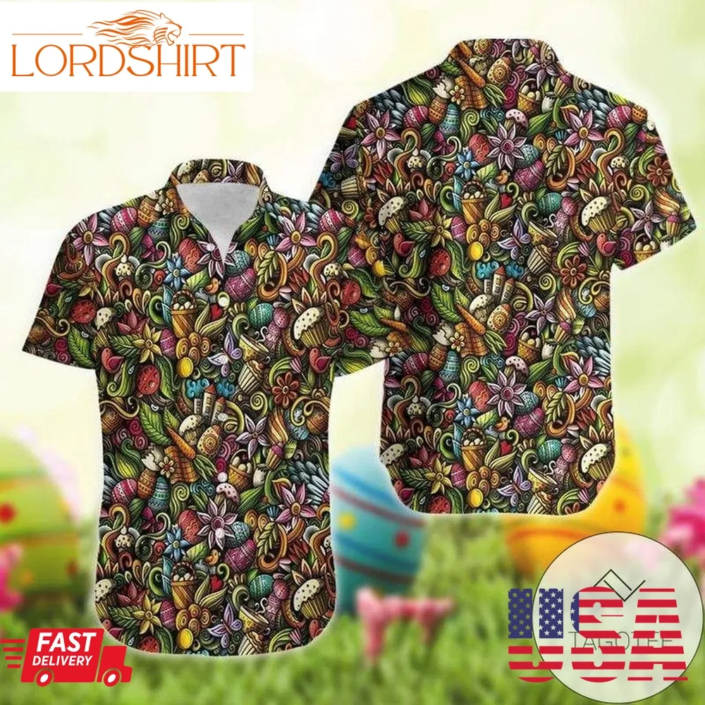 Hawaiian Aloha Shirts Happy Easter Hippie 1103Dh