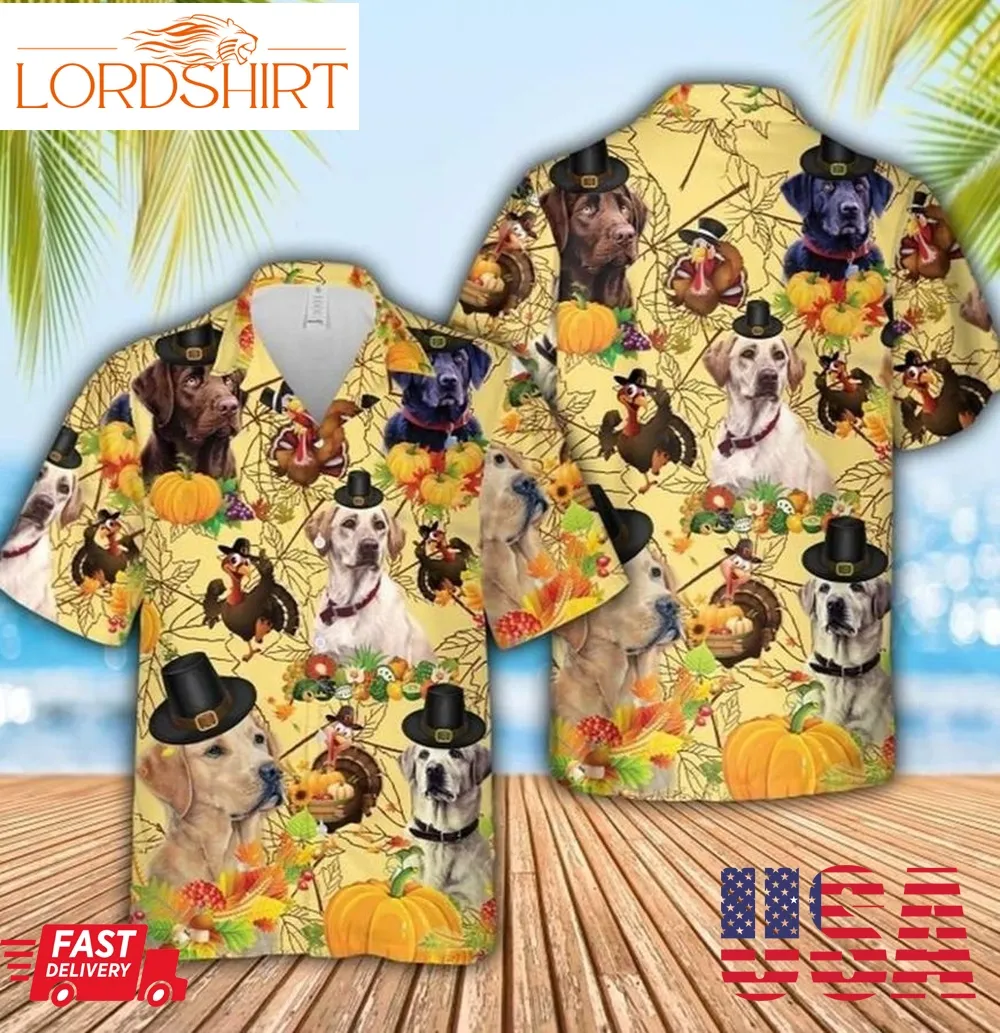 Hawaiian Aloha Shirts Thanksgiving Turkey With Labrador Retriever