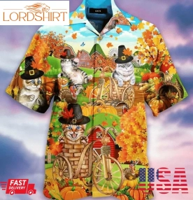 Hawaiian Aloha Shirts Thanksgiving With Cute Cats