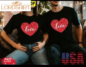 Heart Couple Valentines Trending Unisex Shirt