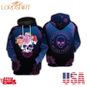 Hello Darkness Flower Skull Hoodie 3D