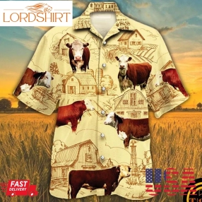 Hereford Cattle Lovers Farm Hawaiian Shirt And Shorts