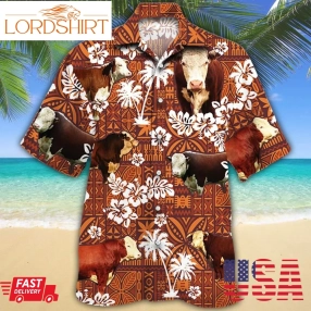 Hereford Cattle Lovers Red Tribal Hawaiian Shirt