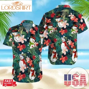 High Quality Snow Man Cute Christmas Santa Claus Funny Hawaiian Aloha Shirts V