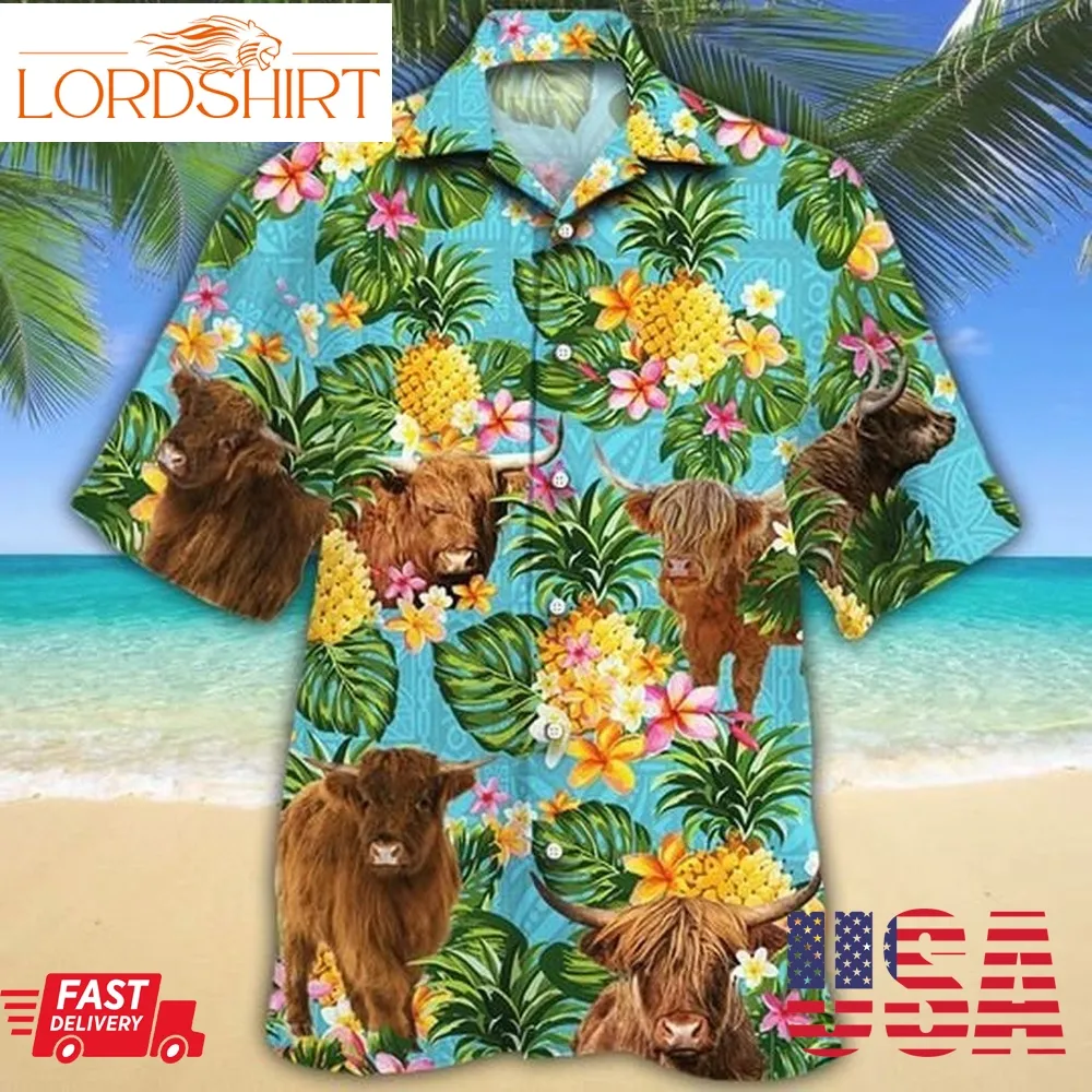 Highland Cattle Pineapple Hawaiian Shirt