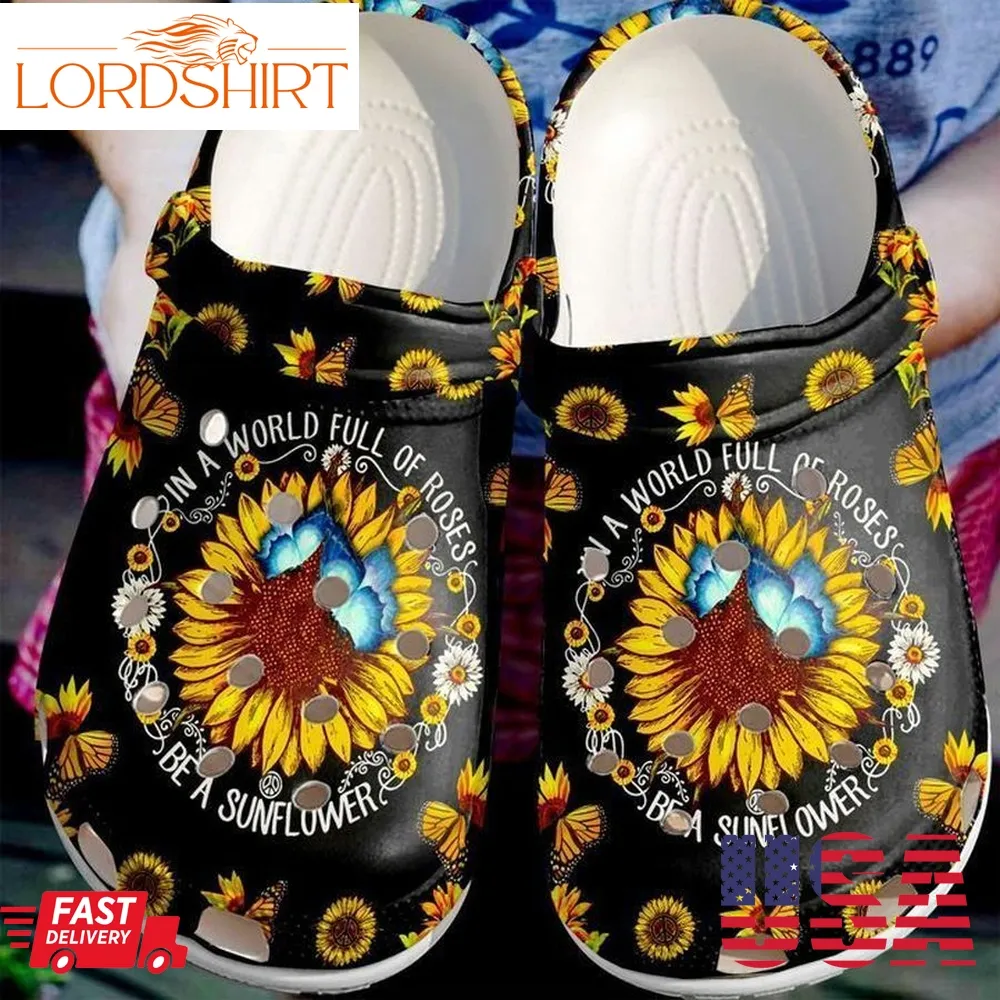 Hippie Be A Sunflower Sku 1319 Crocs Clog Shoes