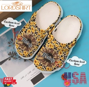 Hippie Cheetah Sunflower Sku 1323 Crocs Clog Shoes