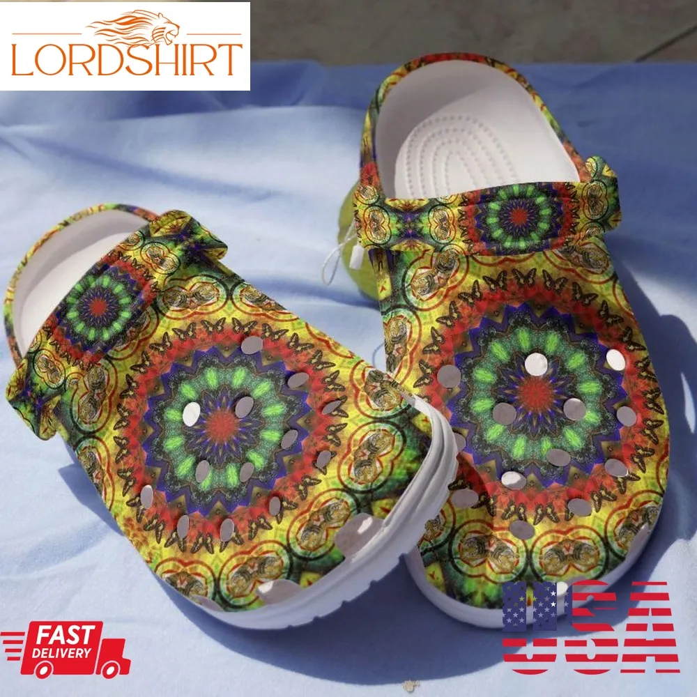 Hippie Clog Whitesole Natural Mandala Crocs Crocband Clog