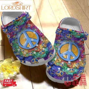 Hippie Crocs Classic Clog Whitesole Colorful Shoes