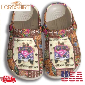 Hippie Dachshund Crocs Shoes   Dog Bus On Highway Clogs Gifts   Dog Bus