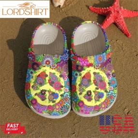 Hippie Floral Sign Sku 1327 Crocs Crocband Clog Comfortable For Mens Womens Classic Clog Water Shoes