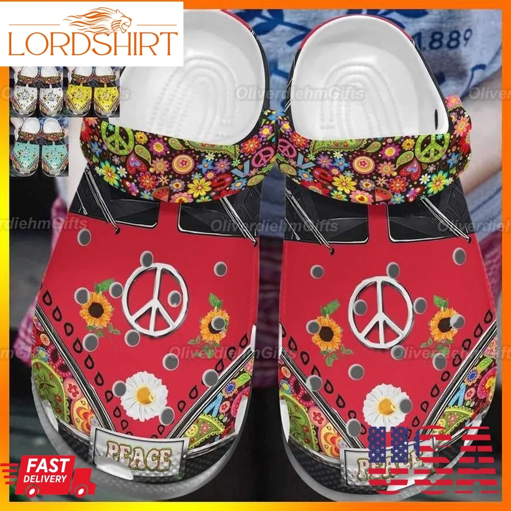 Hippie Peace Crocs Crocband Rubber Crocs Crocband Clogs Comfy Footwear Tl97