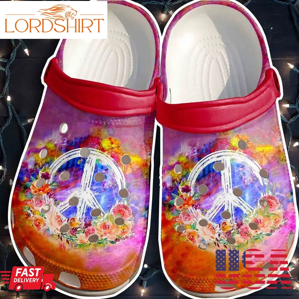 Hippie Peace Sign Symbol Crocs Shoes Crocbland Clogs Gifts For Daughter   Hippie Sb55