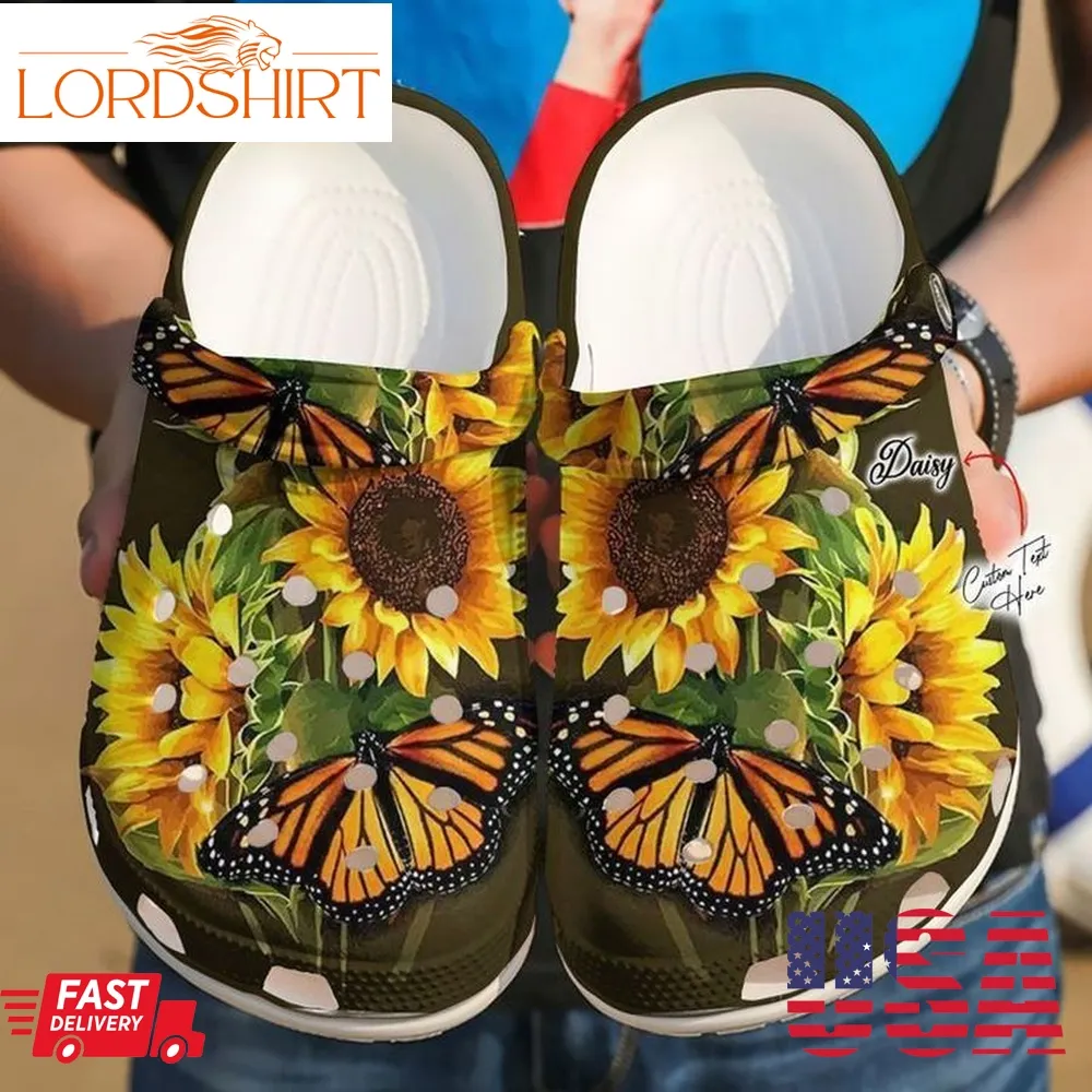 Hippie Personalized Butterfly Sunflower Sku 1306 Crocs Clog Shoes