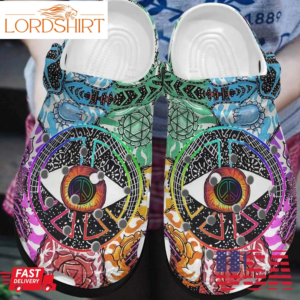 Hippie Personalized Clog Custom Crocs Comfortablefashion Style Comfortable For Women Men Kid Print 3D Hippie Eyes