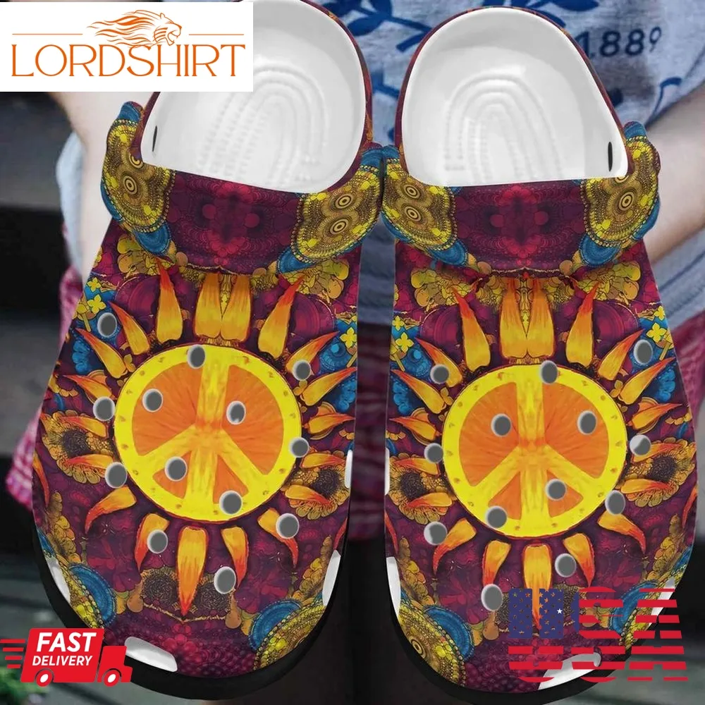 Hippie Personalized Clog Custom Crocs Comfortablefashion Style Comfortable For Women Men Kid Print 3D Hippie Sun