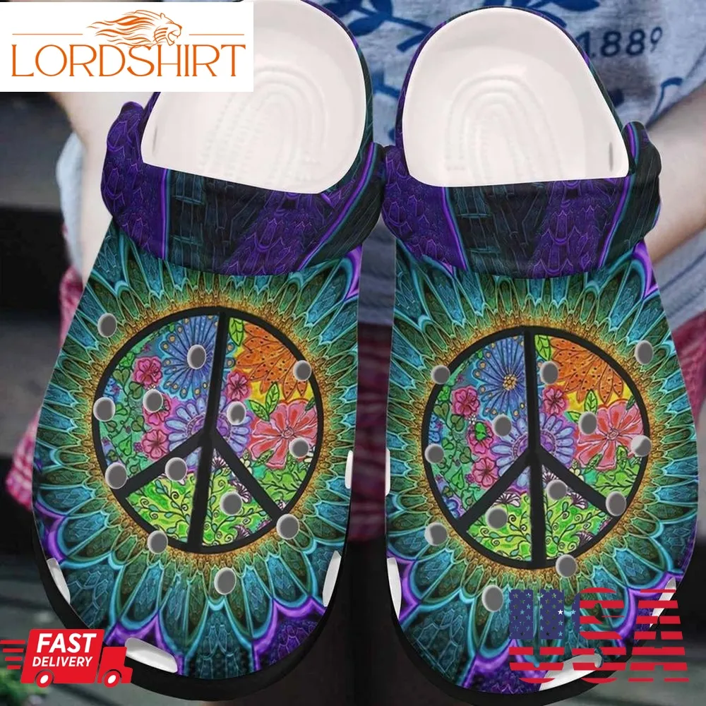 Hippie Personalized Clog Custom Crocs Comfortablefashion Style Comfortable For Women Men Kid Print 3D Hippie Symbol