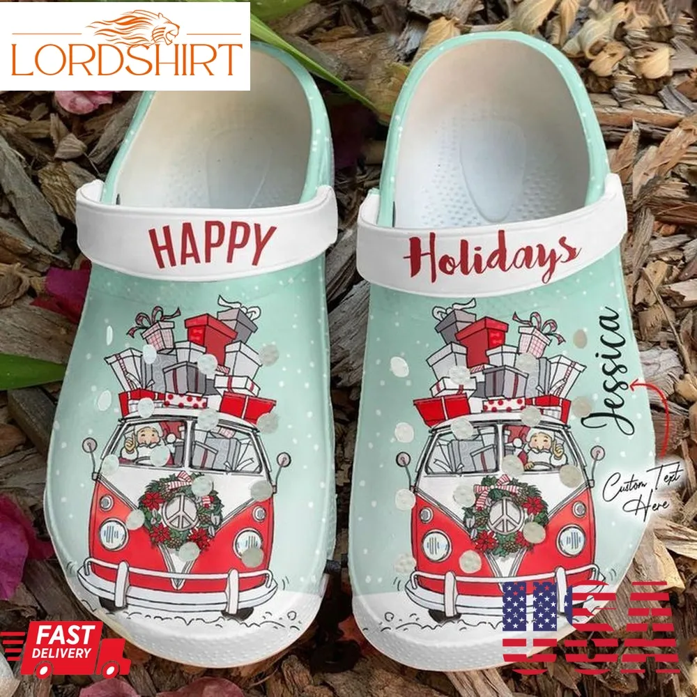 Hippie Personalized Happy Holidays Sku 1308 Crocs Crocband Clog Comfortable For Mens Womens Classic Clog Water Shoes