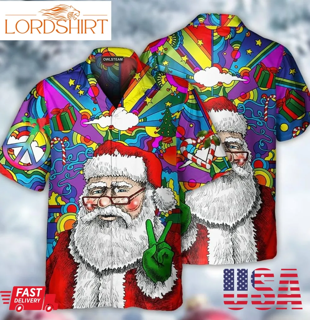 Hippie Santa Christmas Hawaiian Shirt