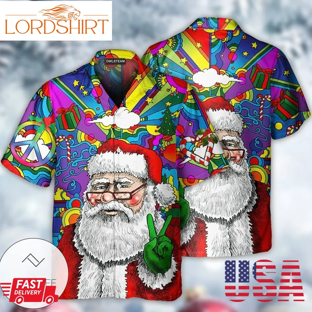 Hippie Santa Claus Christmas Hawaiian Shirt