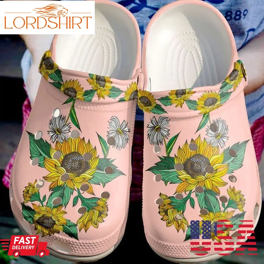 Hippie Sunflower Garden Sku 1355 Crocs Clog Shoes