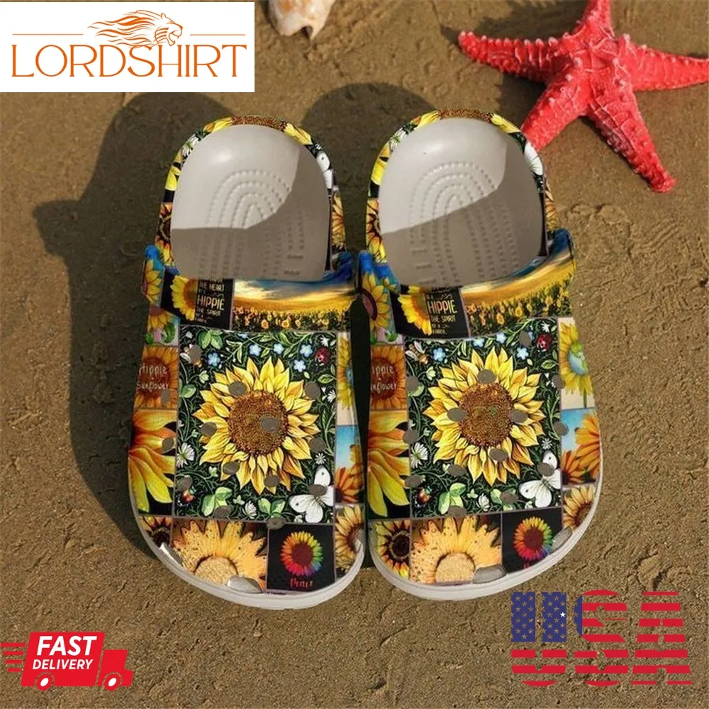 Hippie Sunflowers Sku 677 Crocs Clog Shoes