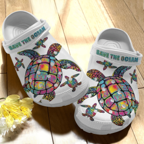 Hippie Trippy Turtle Girl Shoes Crocs   Save The Ocean Shoes Crocbland Clog For Women Man