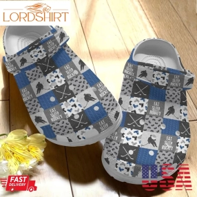 Hockey Clog Eat Sleep Hockey Gray And Navy Crocs Crocband Clog