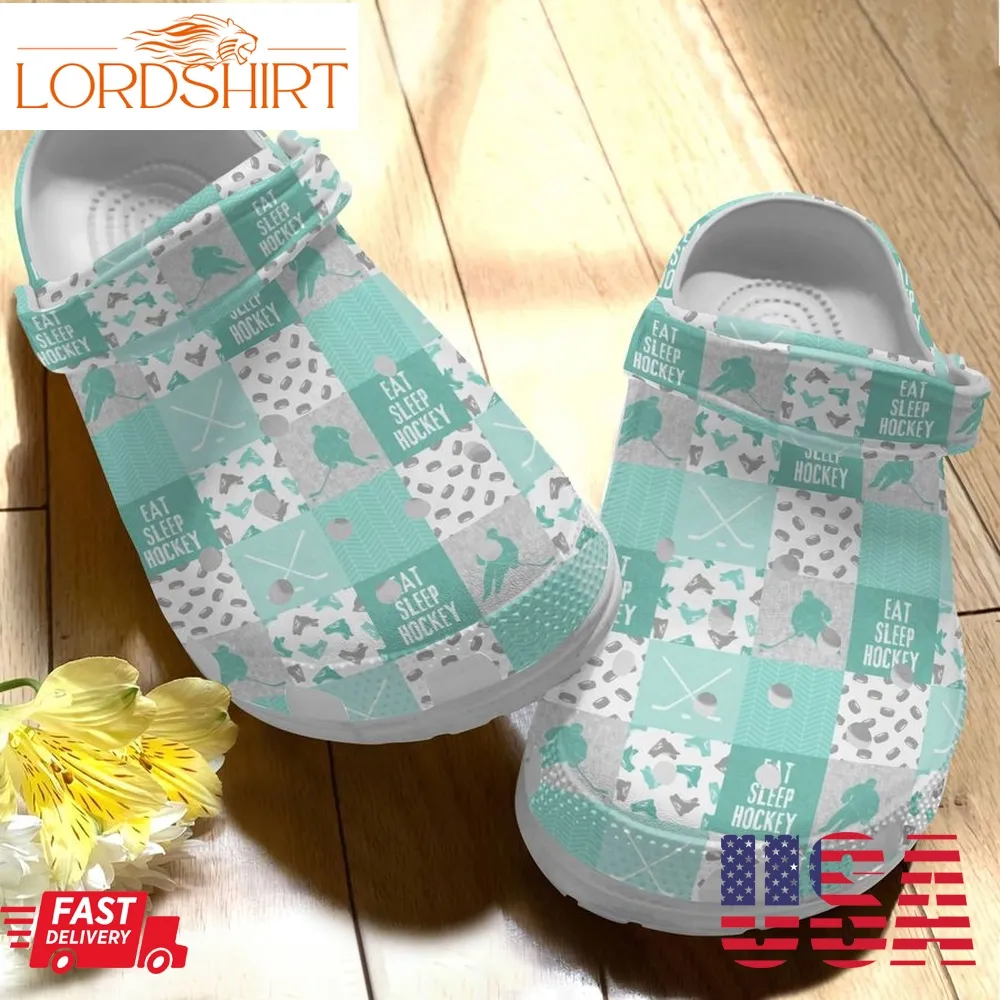 Hockey Clog Eat Sleep Hockey Mint Crocs Crocband Clog