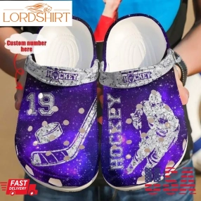 Hockey Diamond Purple Personalize Clog Custom Crocs Clog Number On Sandal Fashion Style Comfortable For Women Men Kid