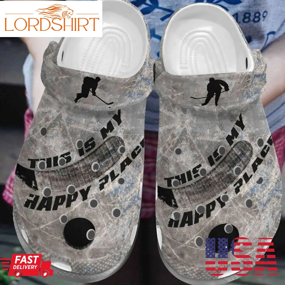 Hockey Personalized Clog Custom Crocs Comfortablefashion Style Comfortable For Women Men Kid Print 3D Happy Place