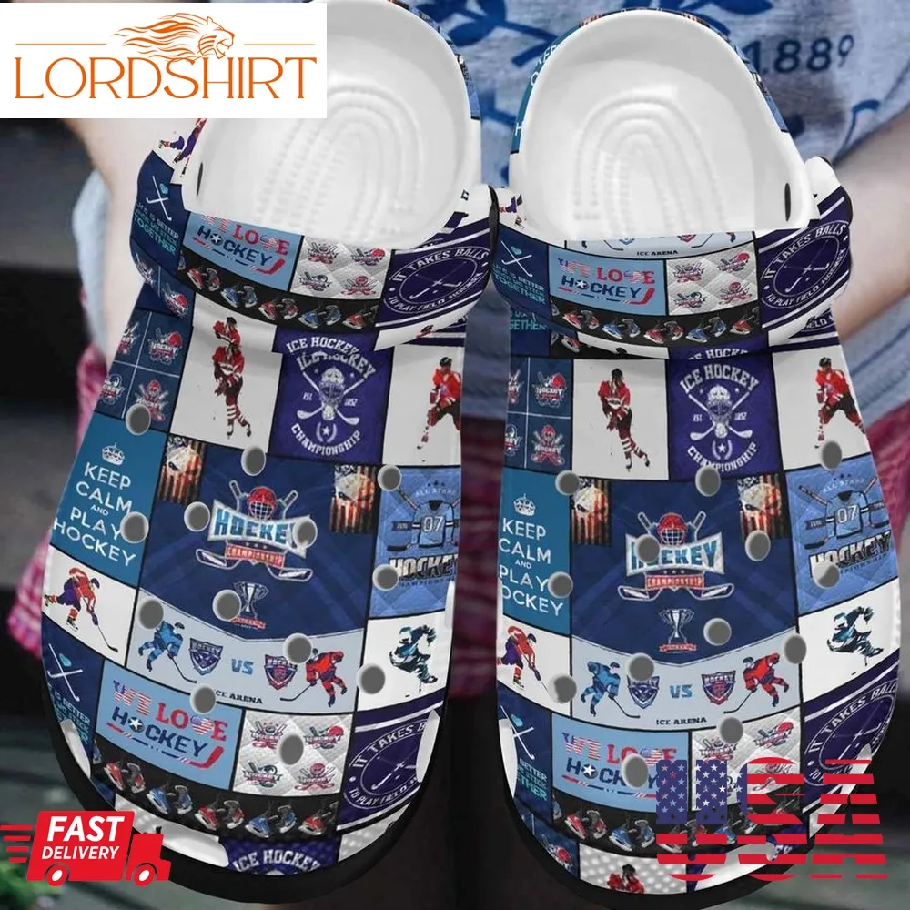 Hockey Personalized Clog Custom Crocs Comfortablefashion Style Comfortable For Women Men Kid Print 3D Keep Calm And Play Hockey