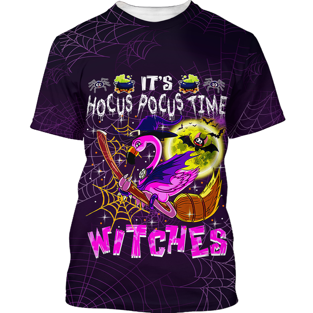 Hocus Pocus Time Flamingo Witches Halloween Tshirt 3D