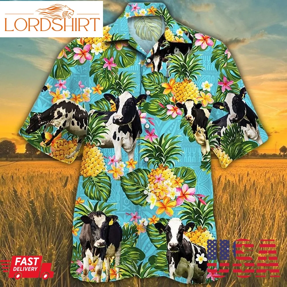 Holstein Friesian Catle Pineapple Hawaiian Shirt