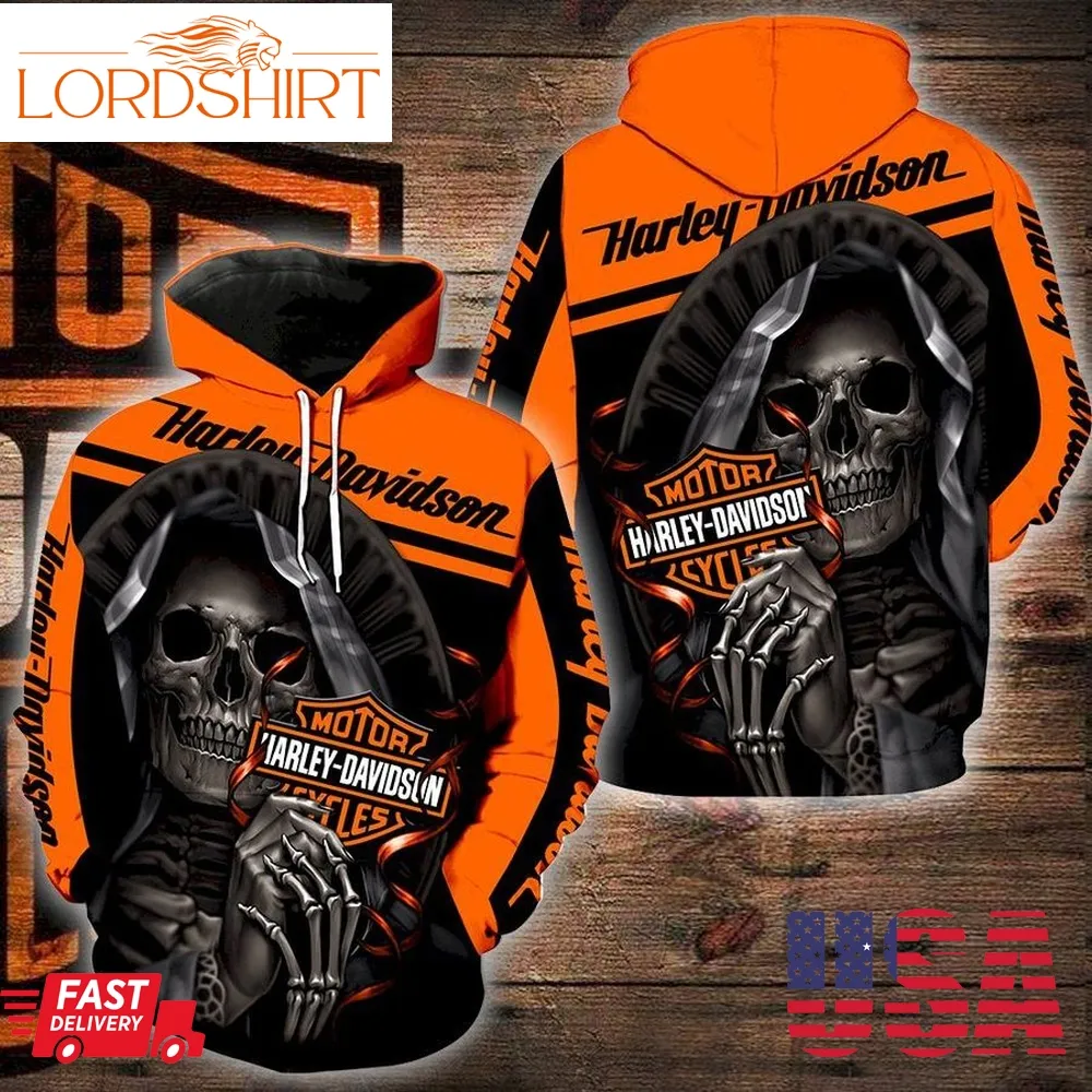 Hoodie Harley Davidson Skull Full Over Print V1171 Hoodie And Zipper